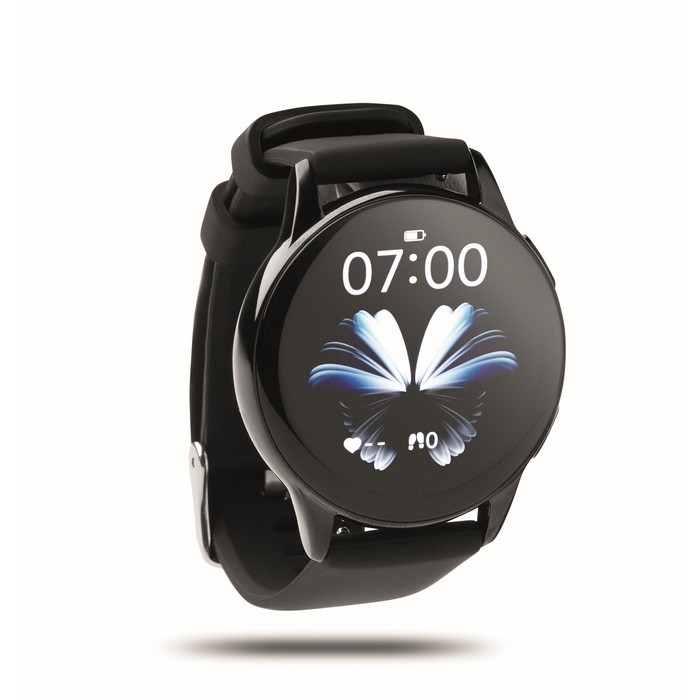 Smartwatch inalámbrico a prueba de agua con correa de silicona color negro Smartwatch inalámbrico a prueba de agua con correa de silicona color negro