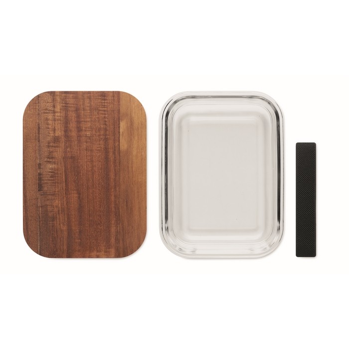 Fiambrera de cristal con tapa de madera y cinta elástica de cierre color transparente quinta vista Fiambrera de cristal con tapa de madera y cinta elástica de cierre color transparente quinta vista