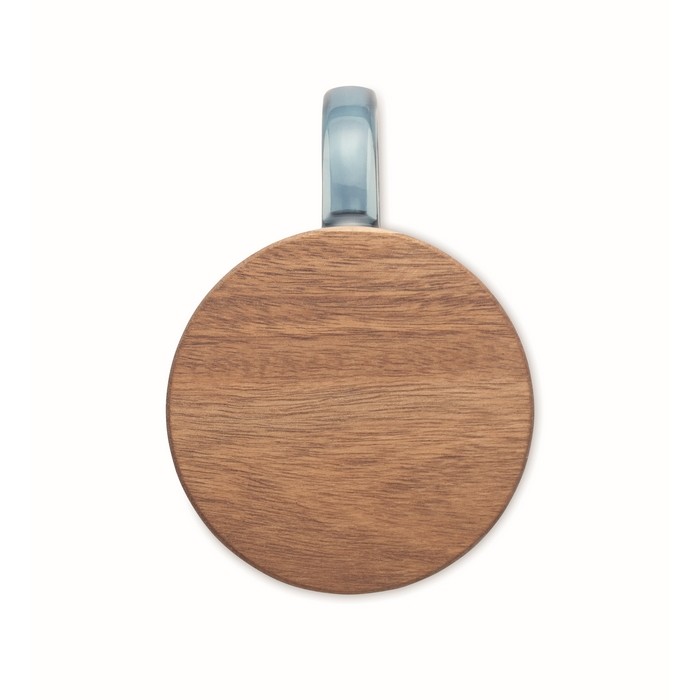 Taza original de cristal estriado con tapa de madera de acacia 300ml color azul transparente septima vista Taza original de cristal estriado con tapa de madera de acacia 300ml color azul transparente septima vista