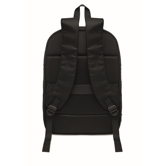 Mochila para portátil de RPET y PU con correa para equipaje 16'' color negro quinta vista