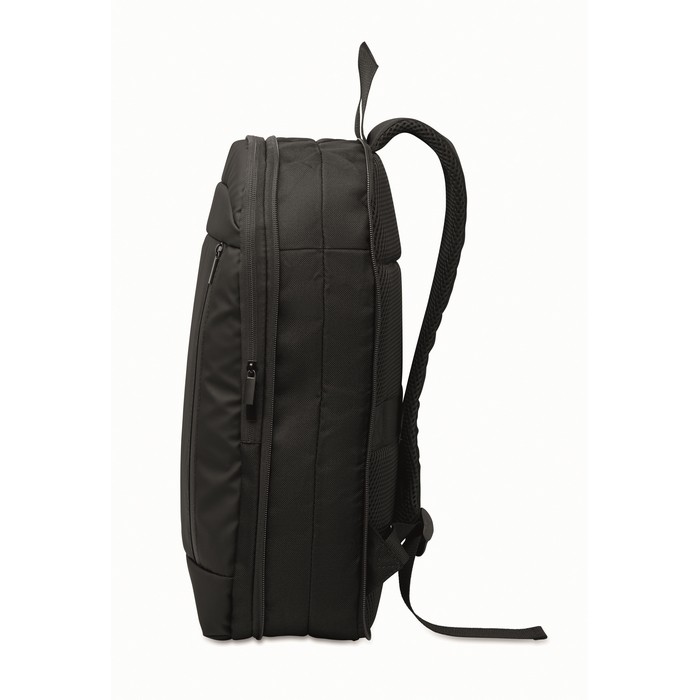Mochila para portátil de RPET y PU con correa para equipaje 16'' color negro septima vista
