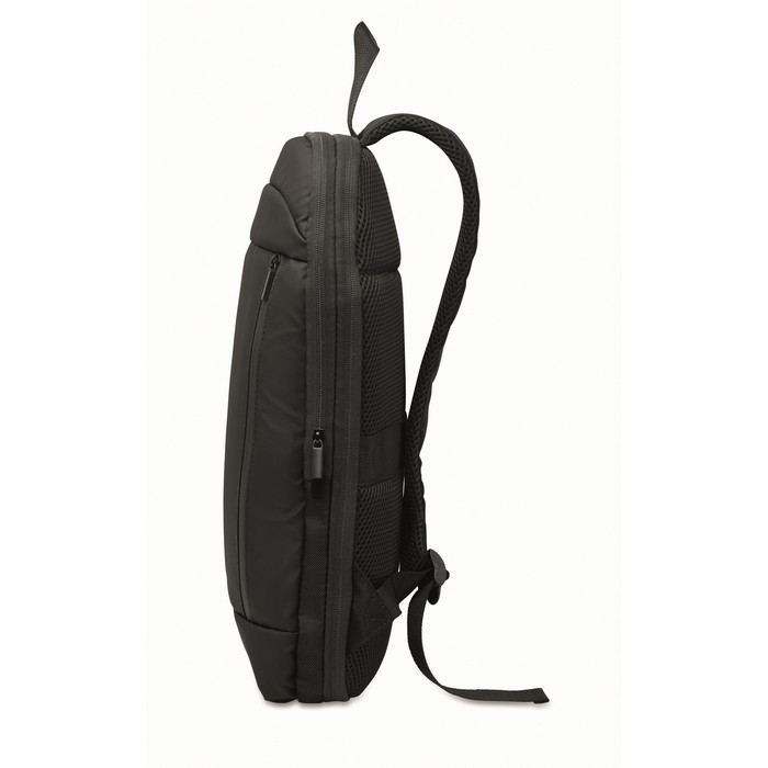 Mochila para portátil de RPET y PU con correa para equipaje 16'' color negro octava vista