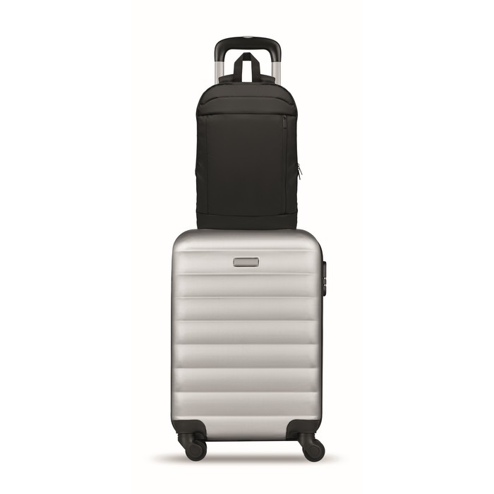 Mochila para portátil de RPET y PU con correa para equipaje 16'' color negro