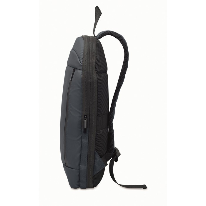 Mochila para portátil de RPET y PU con correa para equipaje 16'' color azul octava vista