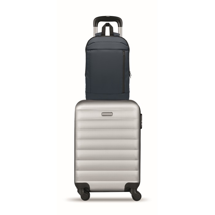 Mochila para portátil de RPET y PU con correa para equipaje 16'' color azul