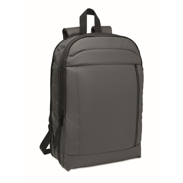 Mochila para portátil de RPET y PU con correa para equipaje 16'' color gris oscuro segunda vista