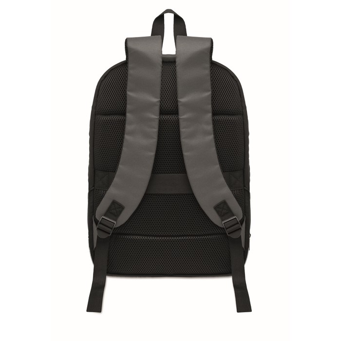 Mochila para portátil de RPET y PU con correa para equipaje 16'' color gris oscuro quinta vista
