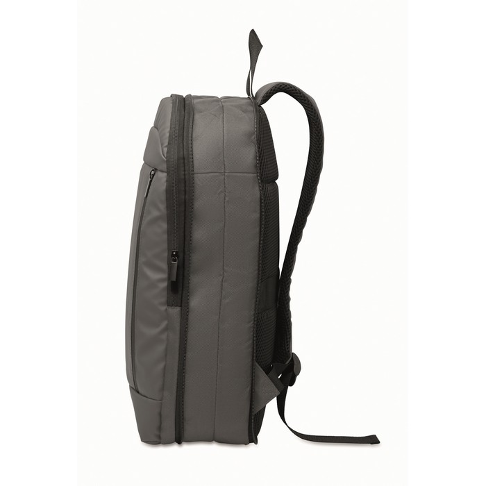Mochila para portátil de RPET y PU con correa para equipaje 16'' color gris oscuro septima vista