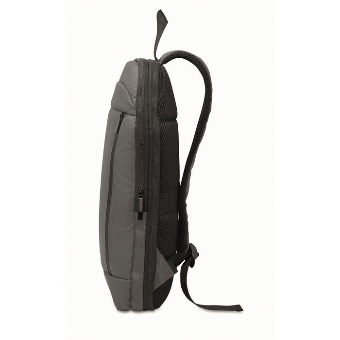 Mochila para portátil de RPET y PU con correa para equipaje 16'' color gris oscuro octava vista