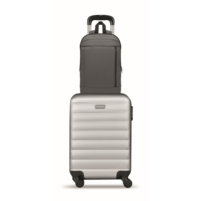 Mochila para portátil de RPET y PU con correa para equipaje 16'' color gris oscuro