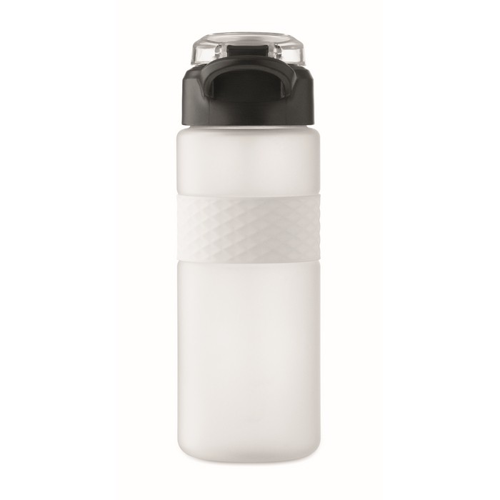 Botella de RPET con tapa abatible y pajita incluida 500ml color blanco transparente Botella de RPET con tapa abatible y pajita incluida 500ml color blanco transparente