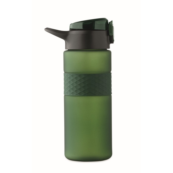 Botella de RPET con tapa abatible y pajita incluida 500ml color verde oscuro Botella de RPET con tapa abatible y pajita incluida 500ml color verde oscuro