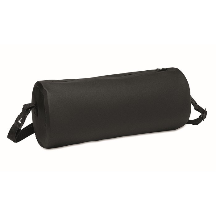 Bolsa de deporte en forma cilíndrica de RPET con tirantes desmontables color negro Bolsa de deporte en forma cilíndrica de RPET con tirantes desmontables color negro