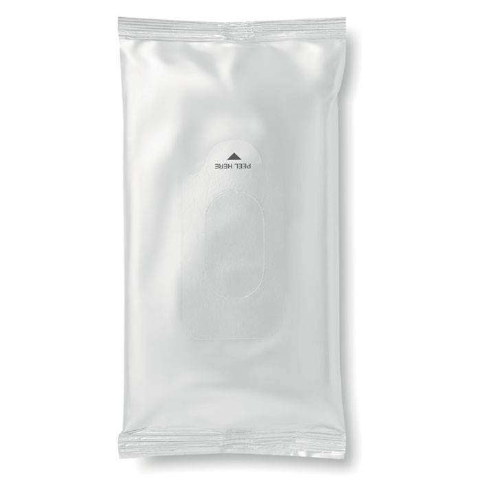 Pack de 10 toallitas húmedas limpiadoras en bolsa color blanco Pack de 10 toallitas húmedas limpiadoras en bolsa color blanco