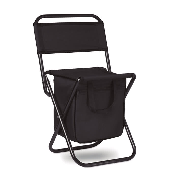 Silla plegable exterior con nevera color negro Silla plegable exterior con nevera color negro