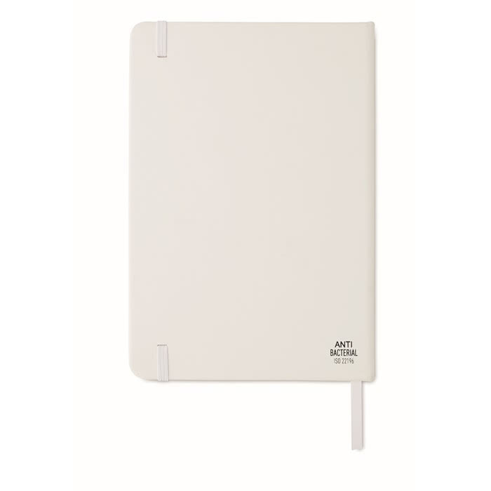 Libretas antibacteriales merchandising color blanco tercera vista Libretas antibacteriales merchandising color blanco tercera vista