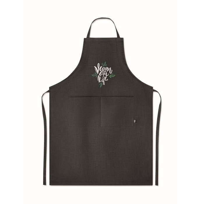 Delantal de cocina eco personalizado color negro con logo Delantal de cocina eco personalizado color negro con logo
