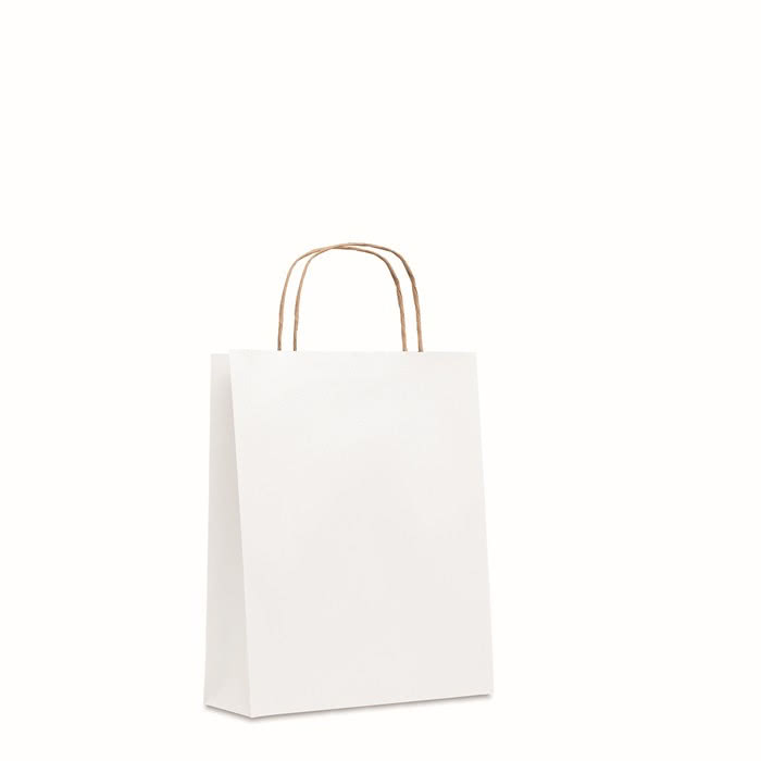 Bolsa de papel pequeña personalizada  color blanco cuarta vista