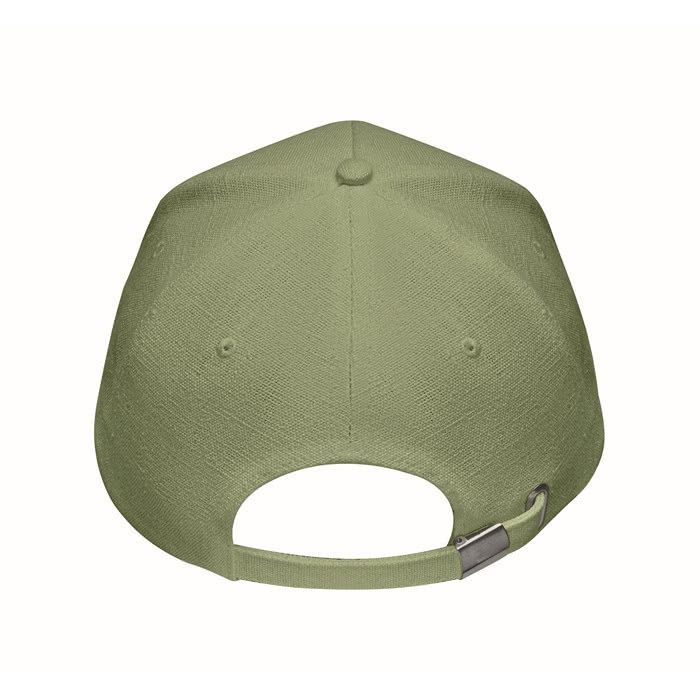 Gorra de béisbol de cáñamo personalizable color verde quinta vista Gorra de béisbol de cáñamo personalizable color verde quinta vista