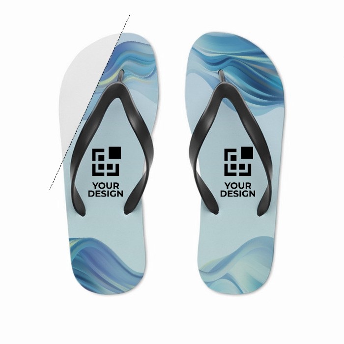 Chanclas personalizadas negras sublimadas Beach Sublim vista de impresión