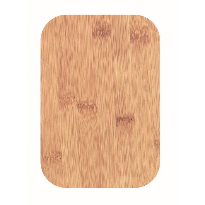 Fiambrera corporativa tapa de bambú de color beige quinta vista