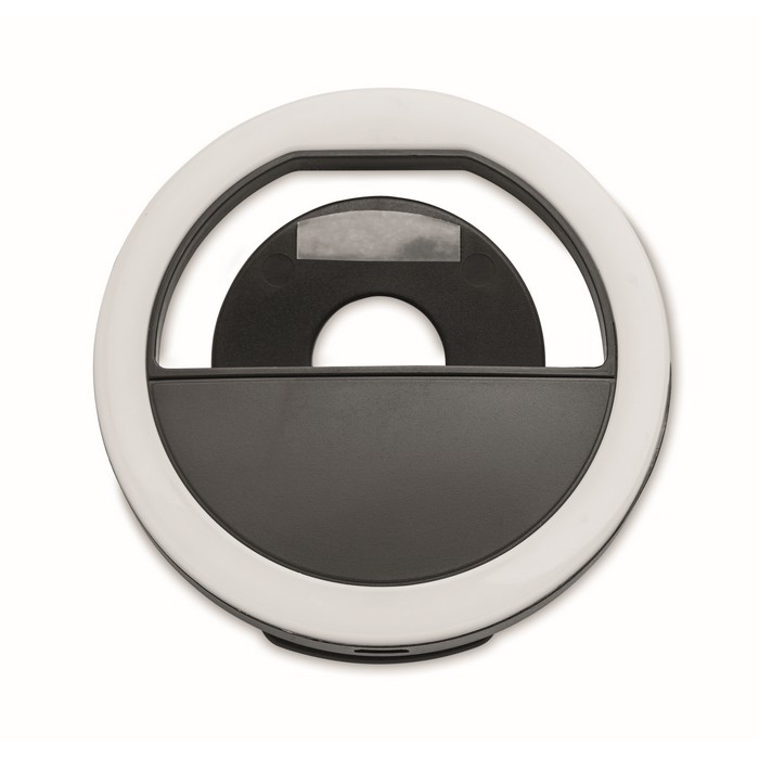 Aro de luz pequeño con logotipo de color negro primera vista Aro de luz pequeño con logotipo de color negro primera vista