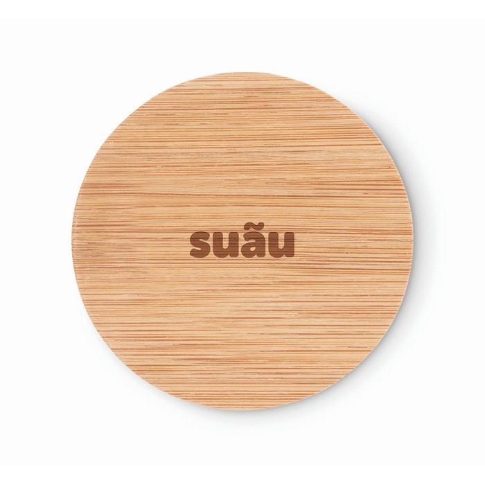 Espejo de maquillaje de bambú personalizado