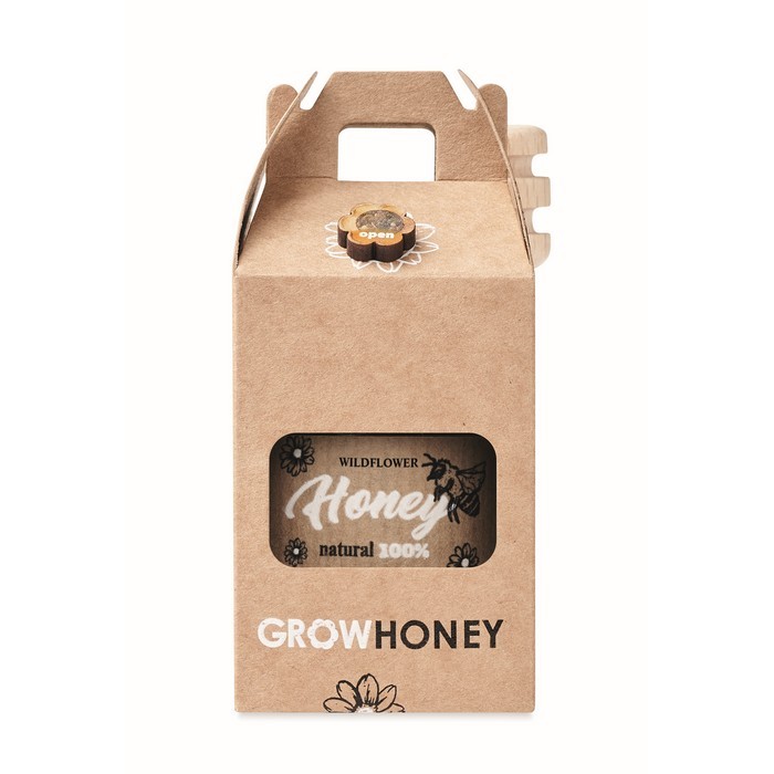 Tarro de miel con dispensador color madera quinta vista