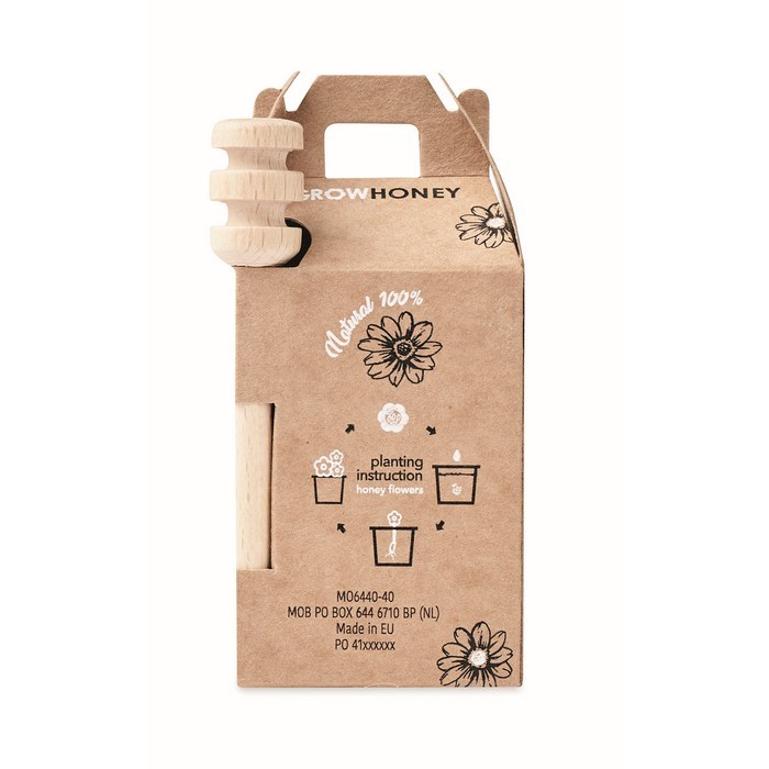 Tarro de miel con dispensador color madera septima vista