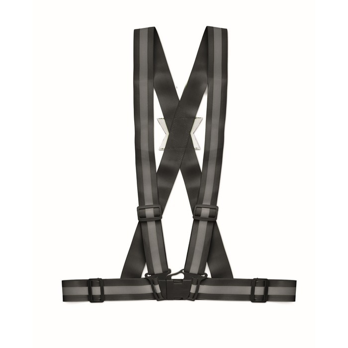 Chaleco reflectante con bandas plateadas color negro