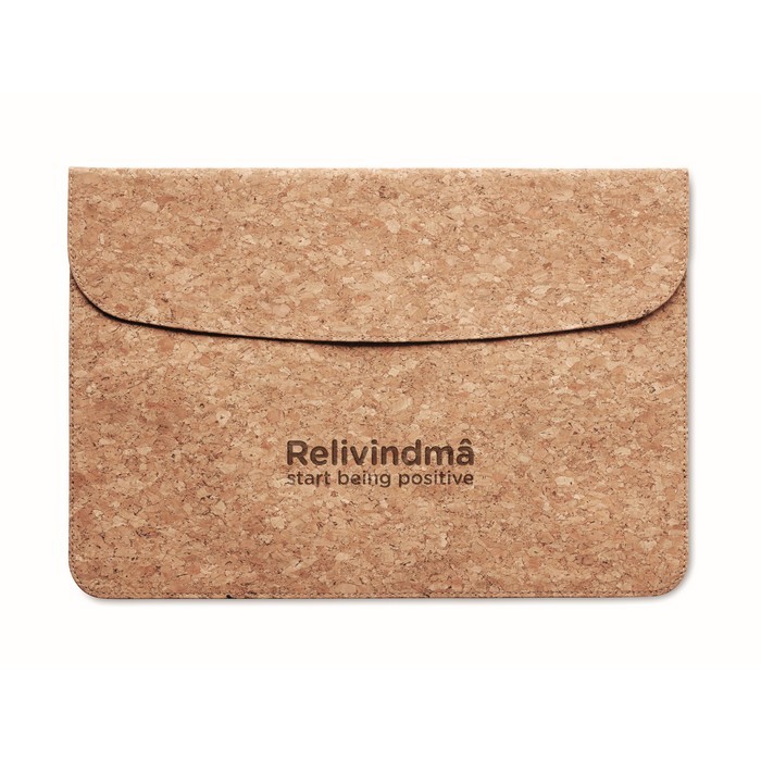 Bolsa de corcho para portátil color beige segunda vista principal Bolsa de corcho para portátil color beige segunda vista principal