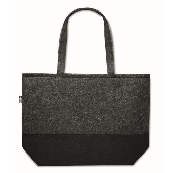 Bolsa para compra RPET con asas largas color gris oscuro segunda vista Bolsa para compra RPET con asas largas color gris oscuro segunda vista