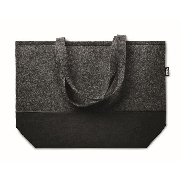 Bolsa para compra RPET con asas largas color gris oscuro tercera vista Bolsa para compra RPET con asas largas color gris oscuro tercera vista