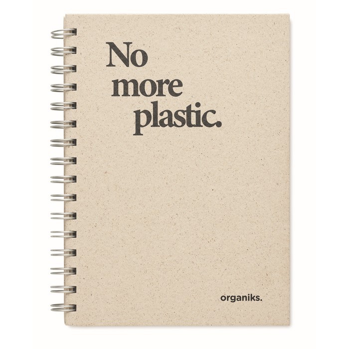 Cuaderno con papel hecho de hierba color beige vista principal Cuaderno con papel hecho de hierba color beige vista principal