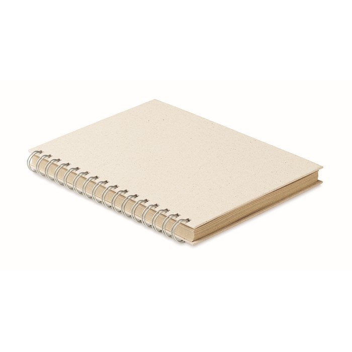 Cuaderno con papel hecho de hierba color beige primera vista Cuaderno con papel hecho de hierba color beige primera vista