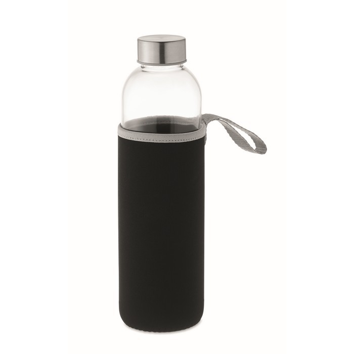 Botella con funda de neopreno color negro Botella con funda de neopreno color negro