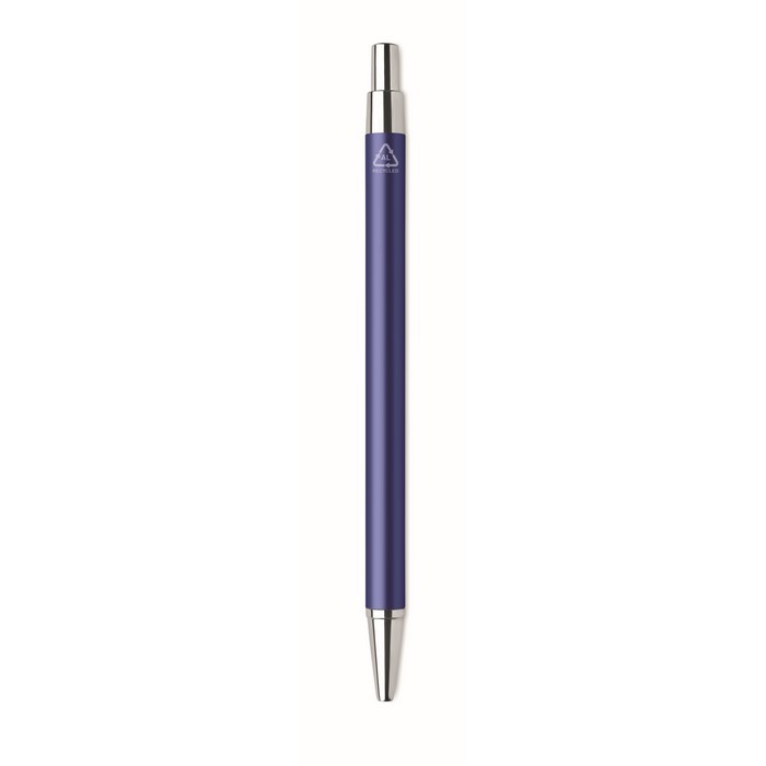 Bolígrafo de aluminio reciclado color azul real cuarta vista Bolígrafo de aluminio reciclado color azul real cuarta vista