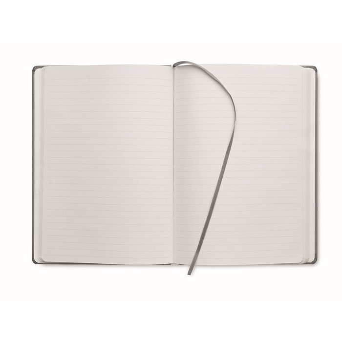 Libreta A5 con papel reciclado a rayas color gris cuarta vista