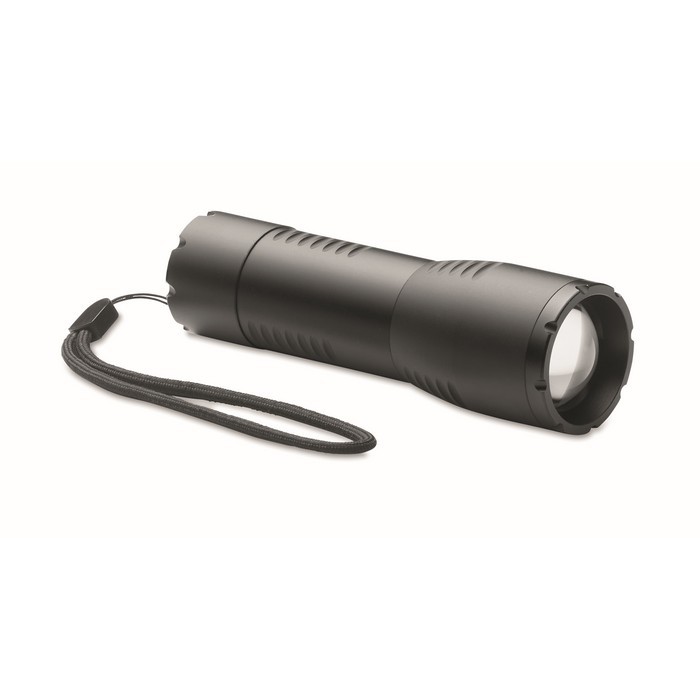 Pequeña linterna LED con correa color negro Pequeña linterna LED con correa color negro