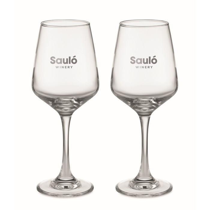 Dos copas de vino personalizadas color transparente vista principal