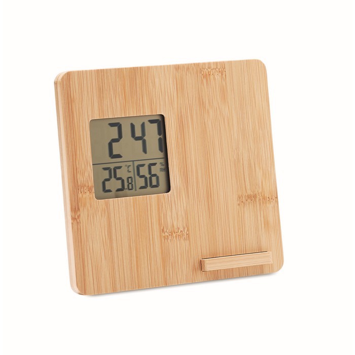 Estación meteorológica con cargador color madera Estación meteorológica con cargador color madera