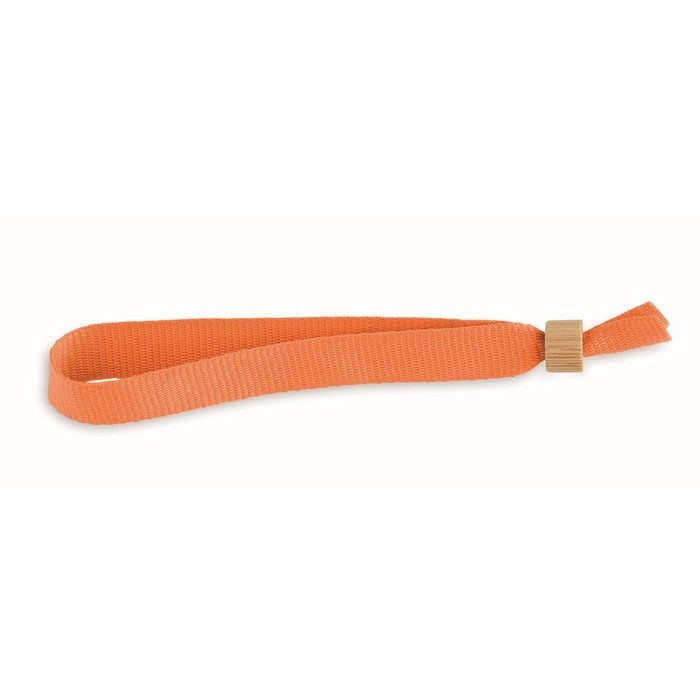 Pulsera de poliéster con cierre de bambú color naranja Pulsera de poliéster con cierre de bambú color naranja