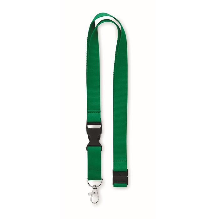Lanyard de algodón con hebilla (20 mm) color verde primera vista