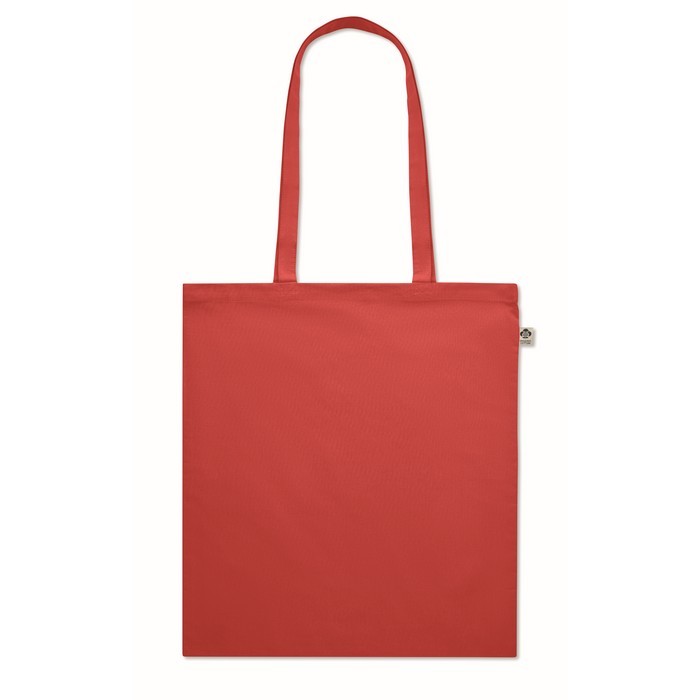 Bolsa de algodón orgánico asas largas 180 g/m2 color rojo primera vista