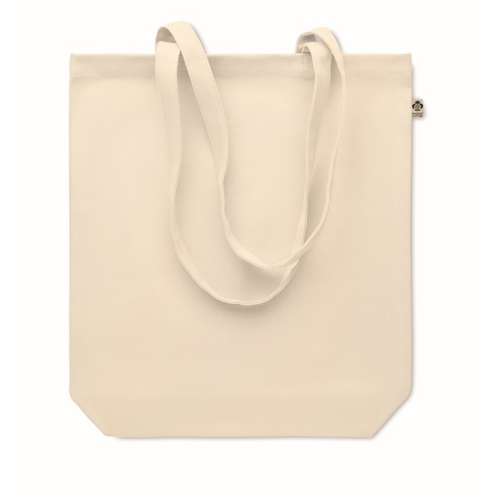 Bolsa de canvas orgánico y fuelle 270 g/m2 color beige segunda vista