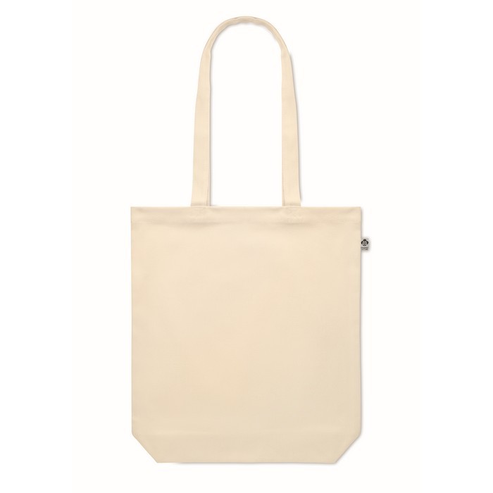 Bolsa de canvas orgánico y fuelle 270 g/m2 color beige tercera vista