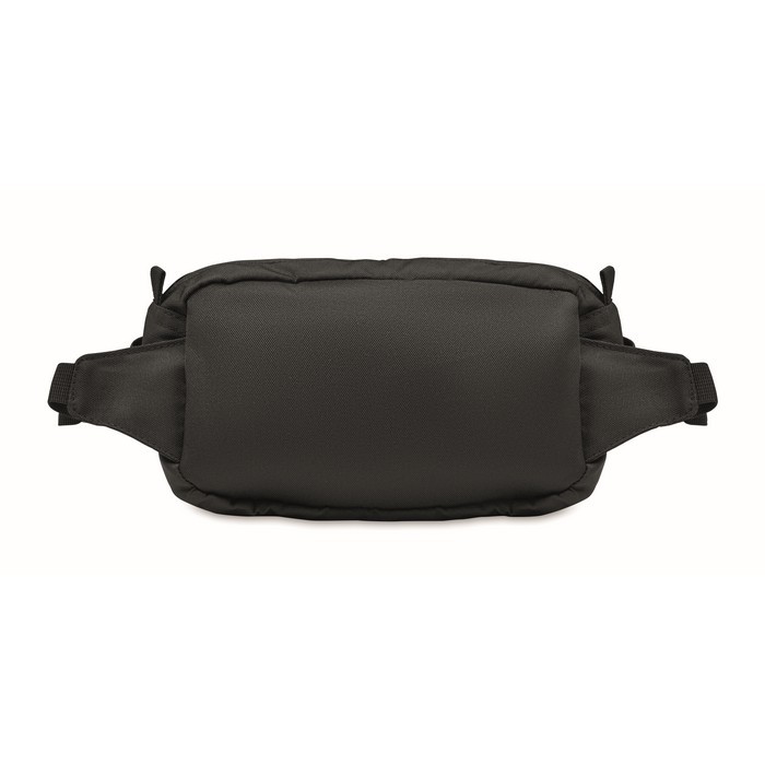 Riñonera reciclada con correa ajustable color negro tercera vista