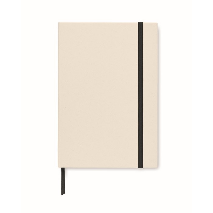Libretas recicladas de tapa dura con elástico color negro primera vista Libretas recicladas de tapa dura con elástico color negro primera vista