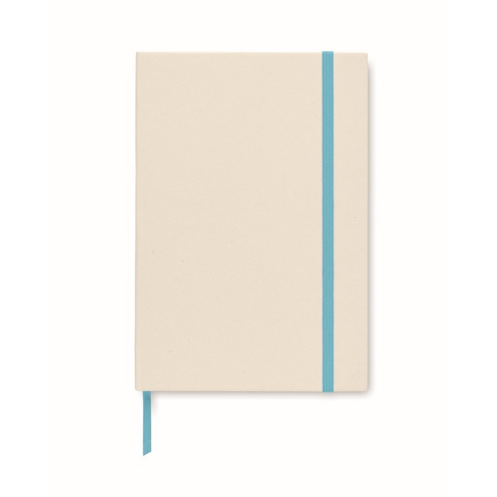 Libretas recicladas de tapa dura con elástico color turquesa primera vista Libretas recicladas de tapa dura con elástico color turquesa primera vista