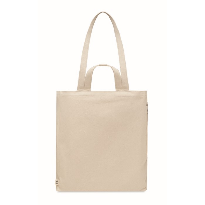 Bolsa reciclada con bolsillo 380 g/m2 color beige segunda vista Bolsa reciclada con bolsillo 380 g/m2 color beige segunda vista